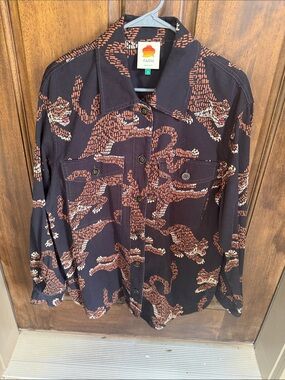 FARM Rio Black Jacket with Rust Tiger Print